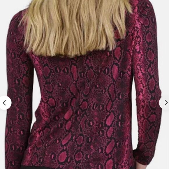 MICHAEL MICHAEL KORS Snake-Print Chain-Neck Top DEEP FUCHSIA Sz 3X - Picture 2 of 12